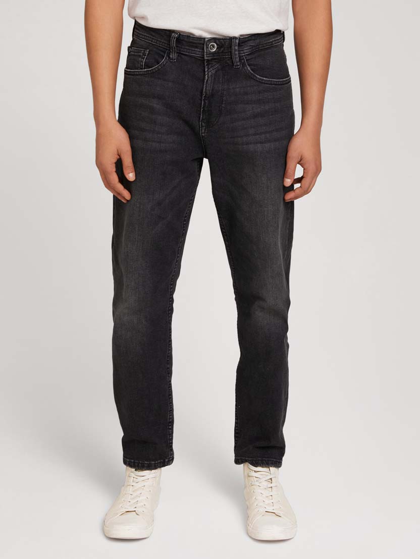  Široke traper hlače - Crna-1029321-10263-14