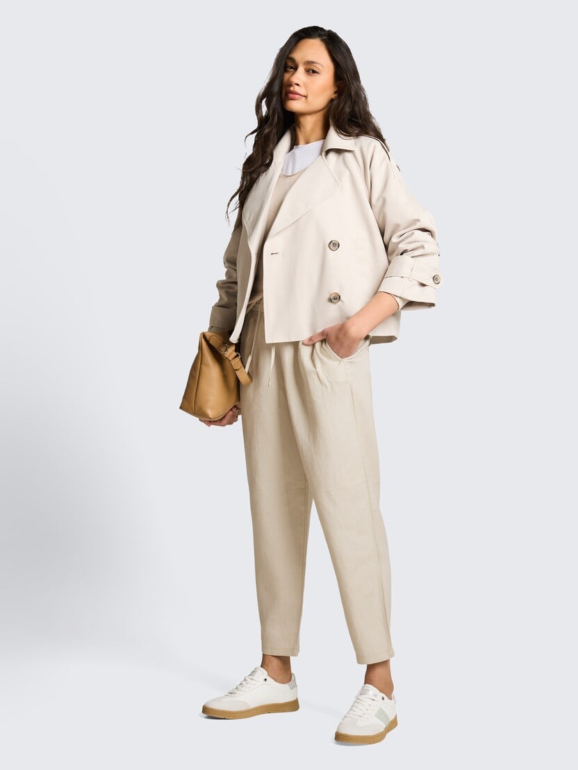 Lanene loose fit hlače - Bež_3149355