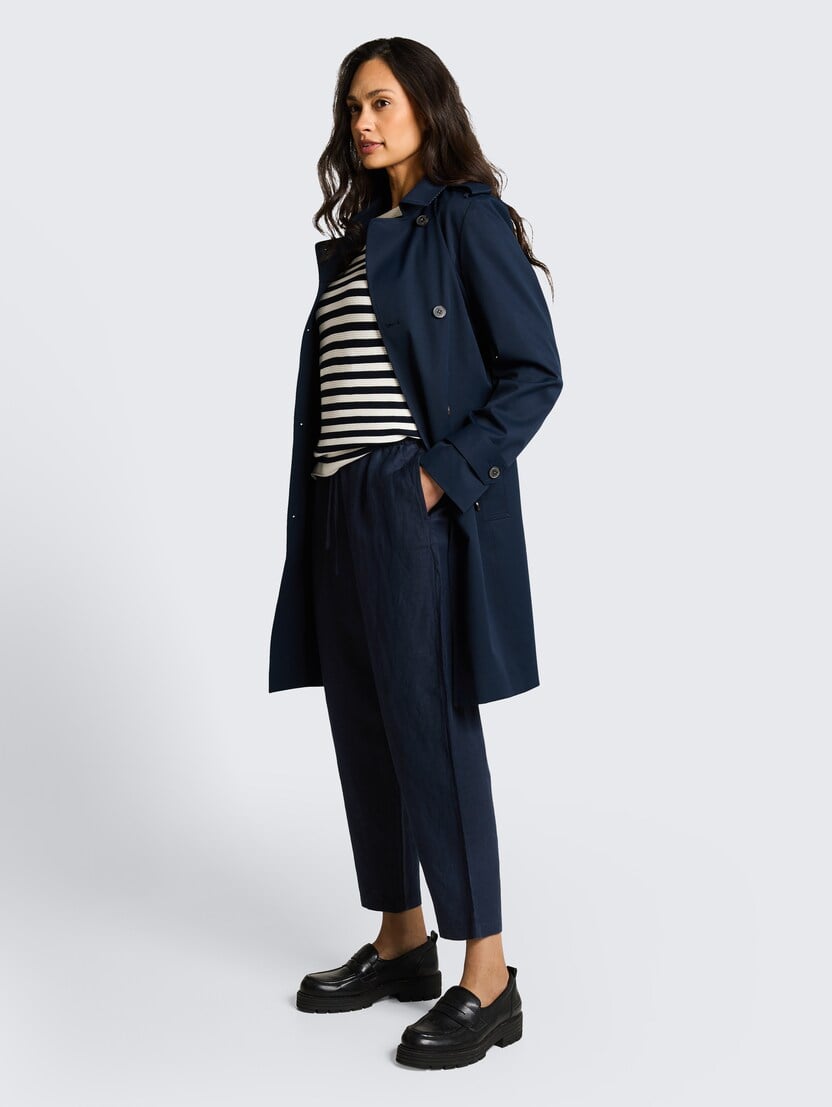 Pantaloni din in, loose fit - Albastru_4840790