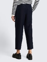 Pantaloni din in, loose fit - Albastru_4840790