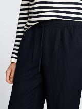 Pantaloni din in, loose fit - Albastru_4840790