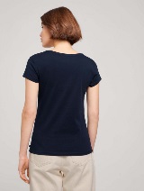 Uska majica kratkih rukava sa minimalnim logom na prednjoj strani - Plava_5846348