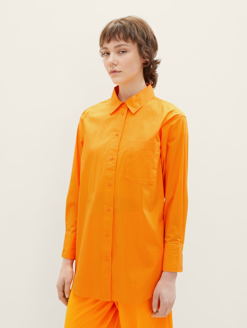 Oversized srajca z žepi - Oranžna