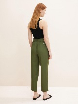 Graciozne hlače širokog kroja s pojasom za vezanje - Zelena_772950