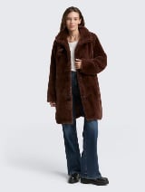 Kaput sa veštačkim krznom - Smeđa_955013