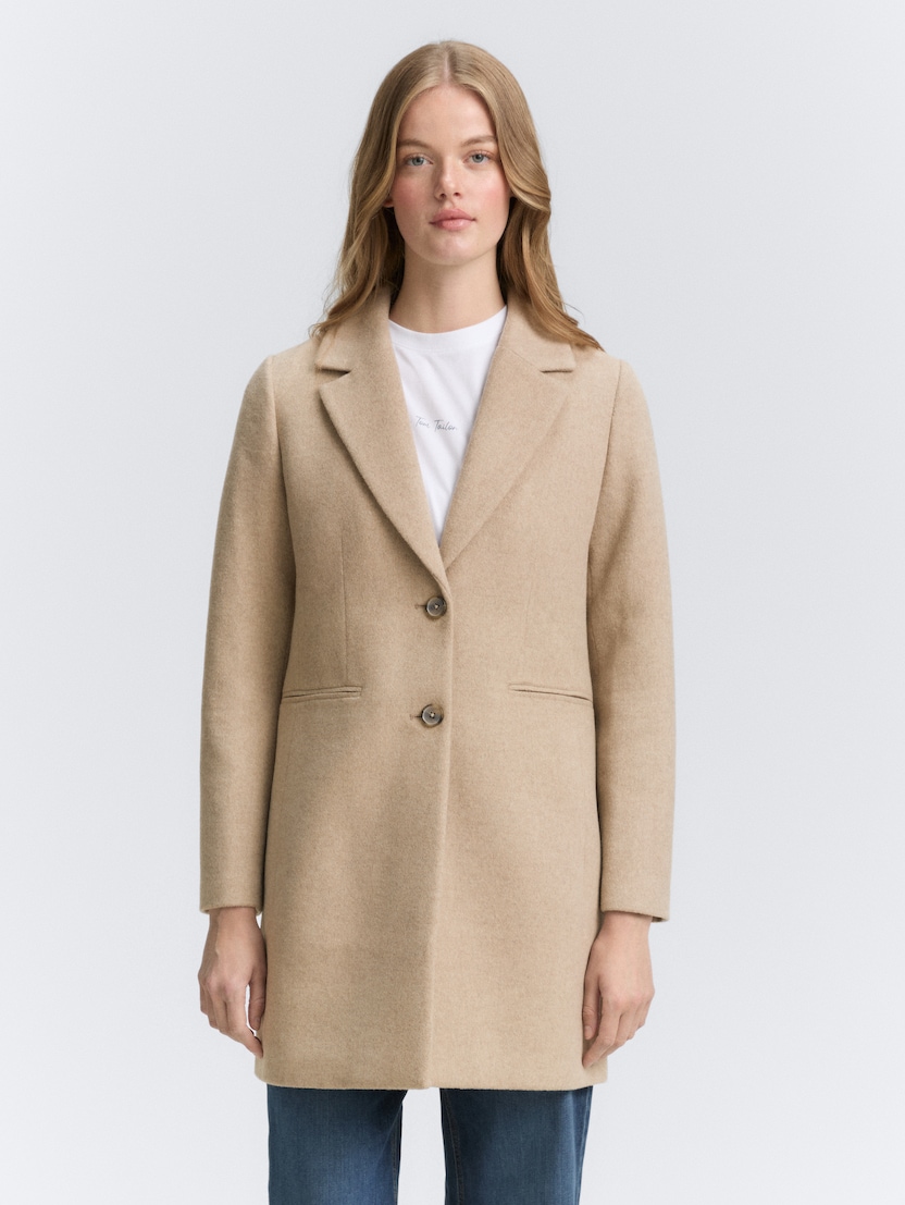 Plašč z gumbi - Bež-1046689-38003