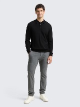 Pulover tricotat tip polo - Negru_9856547