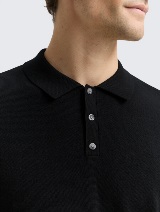 Pulover tricotat tip polo - Negru_9856547