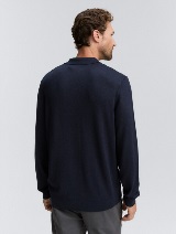 Pleteni polo pulover - Plava_4776320