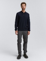 Pleteni polo pulover - Plava_4776320