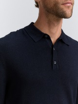 Pleteni polo pulover - Plava_4776320