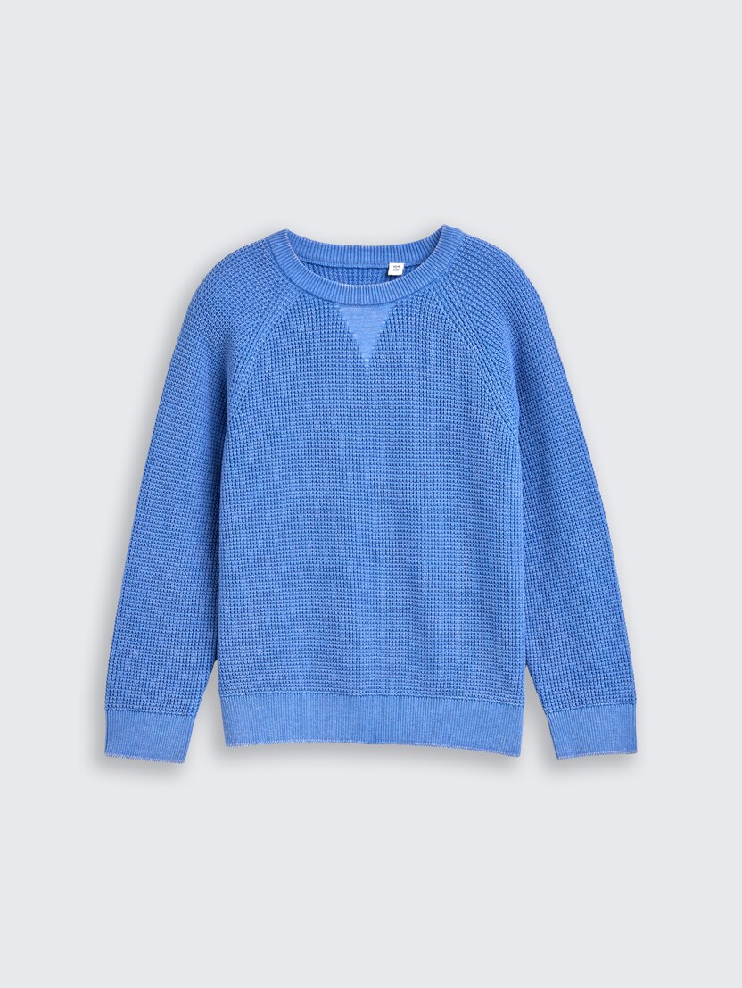 Pleteni pulover - Plava-1047492-37177-14