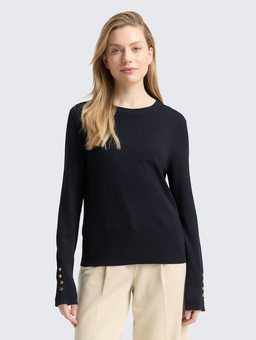 Pleteni pulover - Plava-1049125-10668-14