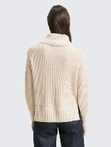 Pleteni pulover s dolčevita ovratnikom - Bež_9942600