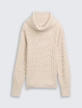 Pleteni pulover s dolčevita ovratnikom - Bež_9942600