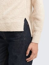 Pleteni pulover s dolčevita ovratnikom - Bež_9942600