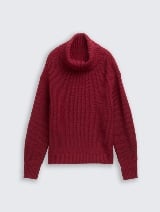 Pulover tricotat cu guler înalt - Roşu_5059209