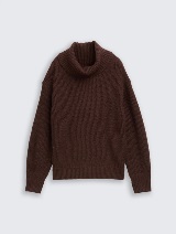 Pleteni džemper sa rol kragnom - Smeđa_2397543