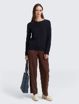 Pleteni džemper sa teksturom - Plava_5186931