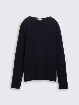 Pleteni džemper sa teksturom - Plava_5186931