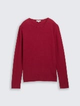 Pulover tricotat texturat - Roşu_213011