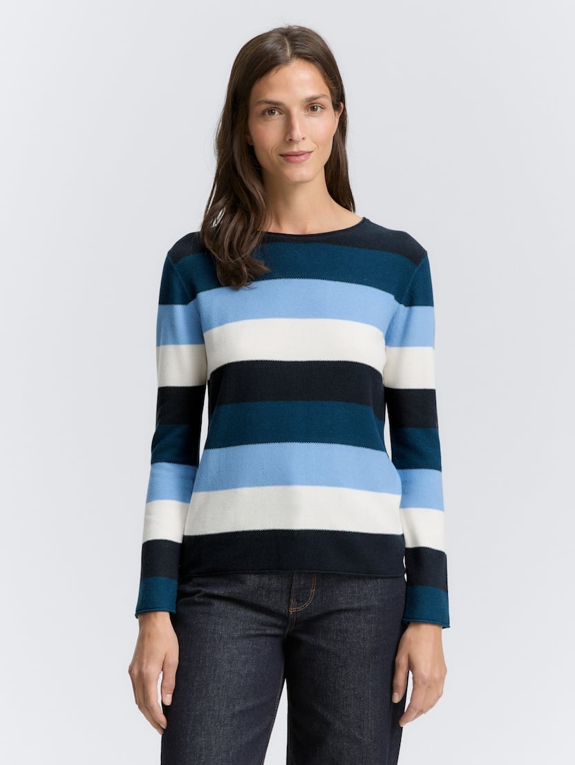  Pleten pulover s teksturo - Vzorec/večbarvna-1042952-38578