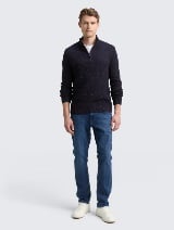 Pulover tricotat tip troyer - Albastru_2797394