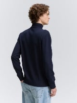 Pulover tricotat tip troyer - Albastru_7199967