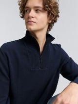 Pulover tricotat tip troyer - Albastru_7199967