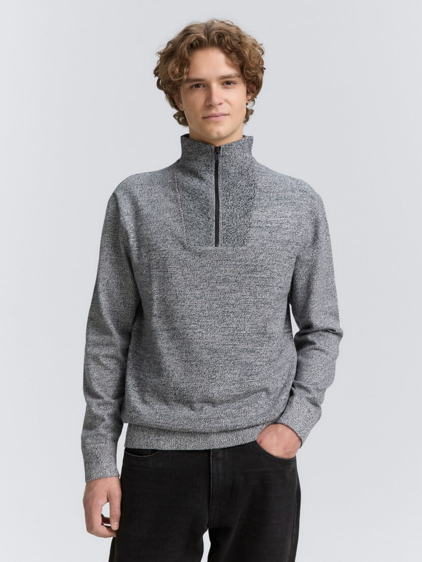 Pleteni duks sa visokom kragnom - Plava_7560568