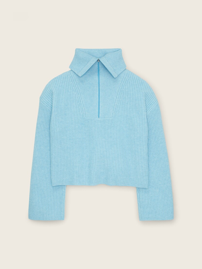 Pleten pulover troyer - Modra_8841322