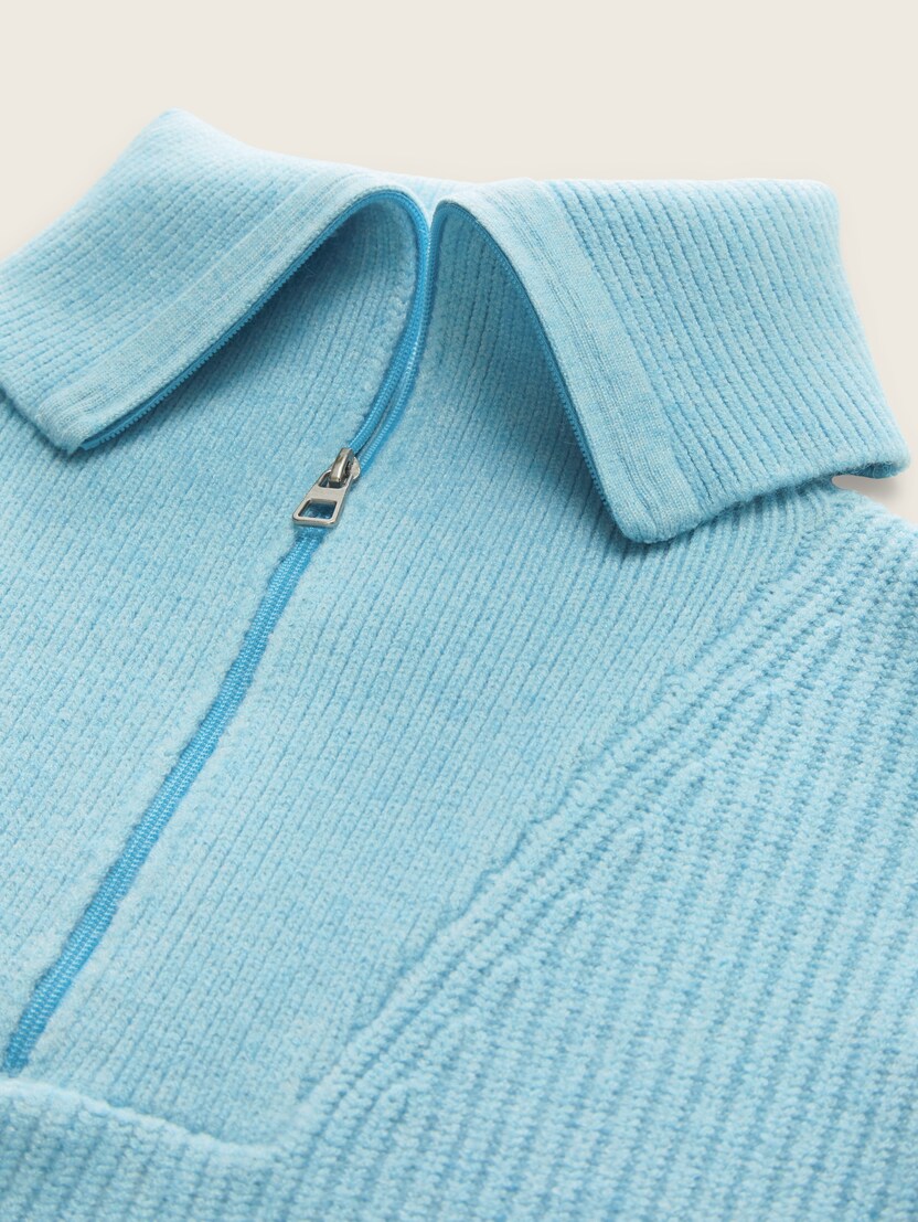 Pleten pulover troyer - Modra_8841322