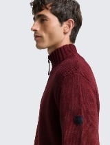 Pulover tricotat tip troyer - Roşu_3549677