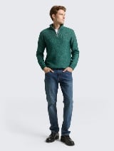 Pulover tricotat tip troyer - Verde_223286