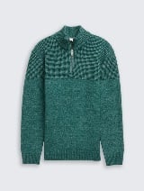 Pulover tricotat tip troyer - Verde_223286