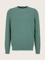 Pleten pulover v spranem videzu - Zelena_1194055