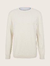 Pleten pulover z okroglim izrezom - Bela_6910041