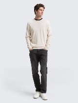 Pleteni džemper sa okruglim izrezom - Bež_5457071