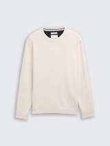 Pleteni džemper sa okruglim izrezom - Bež_5457071