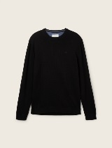 Pleteni pulover s okruglim izrezom - Crna_5417366