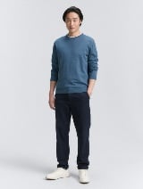 Pleteni džemper sa okruglim izrezom - Plava_1942367