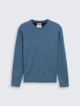 Pleteni džemper sa okruglim izrezom - Plava_1942367