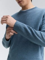 Pleteni džemper sa okruglim izrezom - Plava_1942367