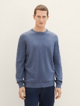 Pleteni pulover s okruglim izrezom - Plava_5580100