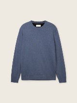 Pleteni pulover s okruglim izrezom - Plava_5580100