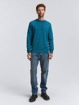 Pleteni džemper sa okruglim izrezom - Plava_8002327