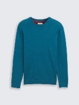 Pleteni džemper sa okruglim izrezom - Plava_8002327