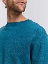 Pleteni džemper sa okruglim izrezom - Plava_8002327