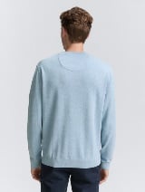 Pleteni džemper sa okruglim izrezom - Plava_9239730