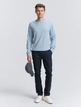 Pleteni džemper sa okruglim izrezom - Plava_9239730